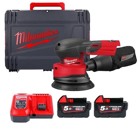 Milwaukee Lijadora orbital aleatoria M12FROS5-502X 2-12v-5Ah baterías REDLITHIUM de 150 mm