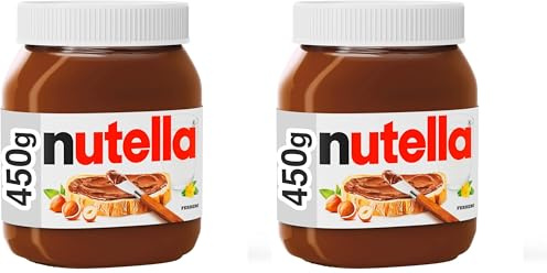 Nutella - Crema Spalmabile alle Nocciole e Cacao, Senza Glutine, Conservanti e Grassi Idrogenati, Ottimale a Colazione, Vasetto da 450 gr (Confezione da 2)