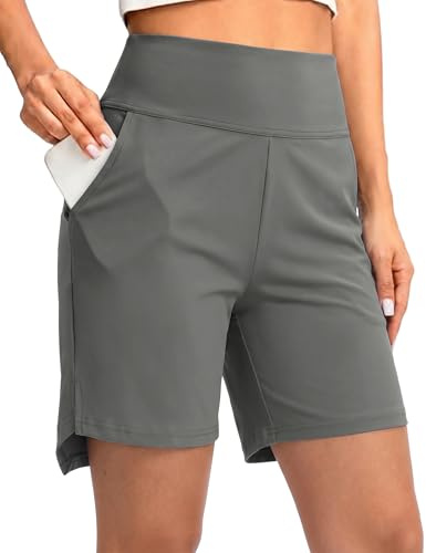 Aseniza löparshorts för kvinnor gym bermuda, hög midja, svettjoggare, Mörkgrått, S