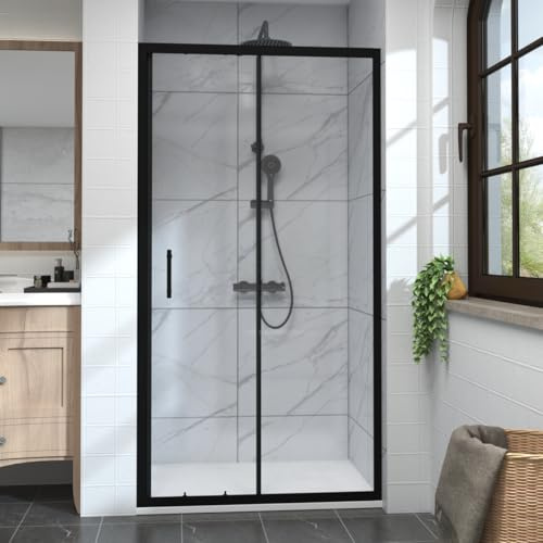 Aquariss 1000mm Black Sliding Shower Door Enclosure