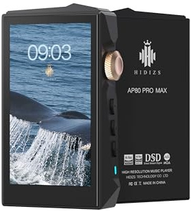 Hidizs AP80 Pro Max Lecteur MP3 Bluetooth, Hi-Res Streaming DLNA & AirPlay WiFi 2,4G, Double Puce DAC ESS9219C Baladeur Audiophile, Décodeur MQA 16X et Natif DSD256 & 32bit/384kHz PCM, Black