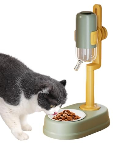 Dispenser för hundskålar - Upphöjd drickskål med dispenser för långsamt flöde - 750 ml droppfri stående drickskål för husdjur | för små djur, hamster ekorre kanin igelkott