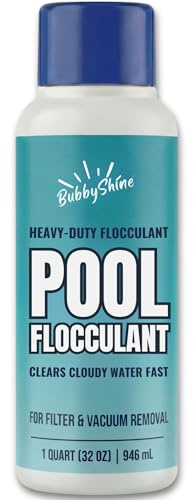 Clarificateur floculant de piscine – 946,4 ml – Clarificateur de piscine robuste, traitement de l'eau nuageuse goutte et vide, soutien de décantation des particules, compatible avec les sols enterrés