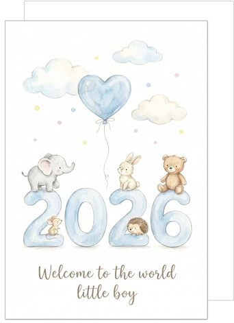 Edition Seidel Premium XXL Maxi Glückwunschkarte zur Geburt mit Umschlag Format DIN A4. Karte Grußkarte Geburtskarte Babykarte Spruch Englisch Ankunft Welcome Baby Junge Kind Wunder (A4-E1007)