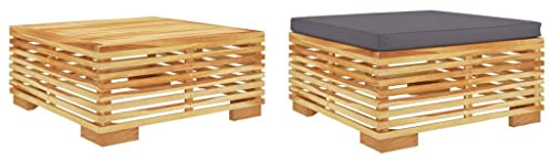 zylophax 2-TLG. Garten-Lounge-Set Massivholz Teak mit dunkelgrauem Kissen wetterfestes Gartensofa für Terrasse Balkon und Außenbereich modernes Loungesofa kombinierbar modular