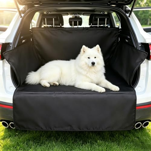 MIUUIPI Kofferraumschutz Hund mit Seiten- und Ladekantenschutz, 185x105cm Universal Auto Kofferraum Hundedecke Schwarz Schutzmatte Hund wasserdicht Kratzfest Hunde Reise Hundebett für Auto, SUV