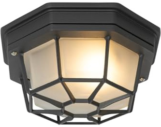 Qazqa Landhaus außen Deckenleuchte, Deckenlampe für den Garten - Bri - Dunkelgrau, max. 60W, Geeignet für LED, 21.3cm, IP44, Rund