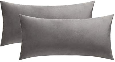 MIULEE 2er Set Kissenbezug 40x80 cm samtkissen couchkissen Hellgrau