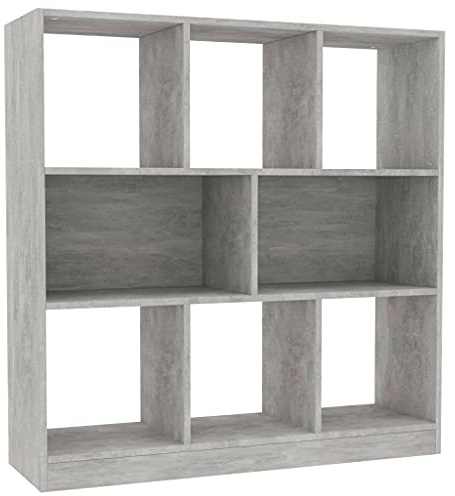 vidaXL Bücherregal mit 8 großen Fächern Standregal Aktenregal Wandregal Raumteiler Raumtrenner Regal Betongrau 97,5x29,5x100cm Holzwerkstoff