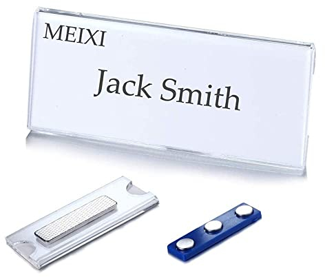 Namensschilder Für Kleidung, Ausweishalter, Ausweishülle, Selbstklebend Magnetisch Namensschild Schilder Kleidung Metall Namensschild Halter mit 3-Punkt Magnet für Ausweishüllen Beschriften (10 Pcs)
