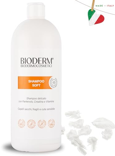 BIODERM Shampoo Soft 1000 ml – Detergente Delicato per Cuoio Capelluto Sensibile e Capelli Impoveriti, Lenitivo Anti-Forfora e Prurito, Formula Isodermica per Uso Quotidiano, Made in Italy