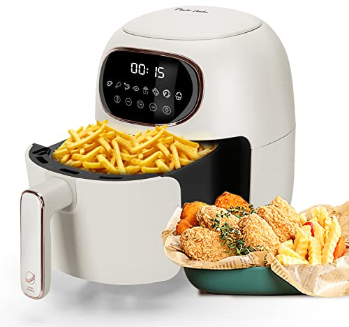 Taylor Swoden Ava - Freidora sin aceite, freidora de aire de 1300W, diseño compacto, 3L capacidad, pantalla LED táctil, 8 menús de cocinado preestablecidos. Cesta antiadherente. Color blanco.