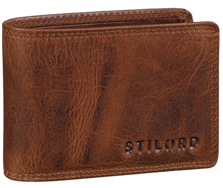 STILORD 'Jay' Mini Geldbörse Herren RFID Leder Brieftasche Vintage für Männer Kleiner Geldbeutel mit vielen Kartenfächern und NFC-Schutz in Geschenkbox, Farbe:Kara - Cognac