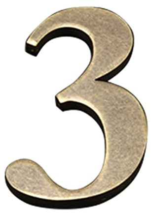 Zayookey Self Adhesive House Number Sign 4 Inch Ancient Copper Home Address Number Rustic Metal for Hotel Room Door Street Mailbox Plaque (Door Number 3)