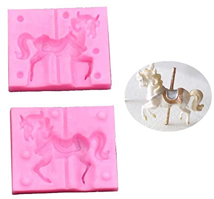 Reland Sun Karussell-Pferd-Silikon-Kuchen-Fondant-Formen für Zuckerguss, Cupcake, Blütenpaste, Dekoration, Form (B)