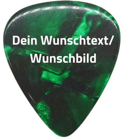 Plektrum mit Wunschtext oder Wunschbild - Personalisiertes Plektrum mit Druck - Individuell und schnell gestalten mit Wunsch-Druck - mit eigenem Bild oder Text personalisieren (Medium, Grün Perlmutt)