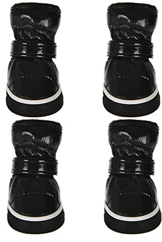 YUEMOL Hundeschuhe 4 STÜCKE Herbst Winter Haustier Hund Schuhe, for Kleine Hunde Warme Leder Welpen Schnee Stiefel Wasserdichte Mops Katze Schuhe Booties (Color : B, Size : 1)