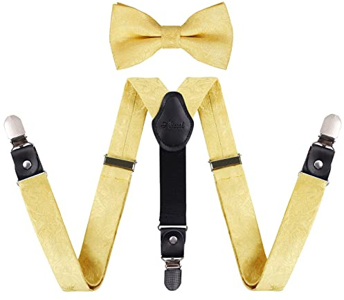 Alizeal Juego de 3 clips ajustables de cachemira floral preatada y pajarita en forma de Y para niños, 075-dorado, Talla única