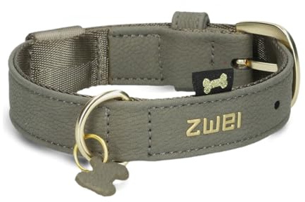 ZWEI Hundehalsband Leo LE10 aus hochwertigem Kunstleder, Elegantes Halsband verstellbar für kleine & mittelgroße Hunde mit Halsumfang von 28-38 cm, viele Farben