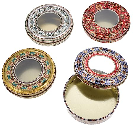YARNOW 4pcs Sturdy Storage Holders Tinplate Wrapping Box for Kitchen Storage Organisation for Biscuit Jar and Food Containers Lids