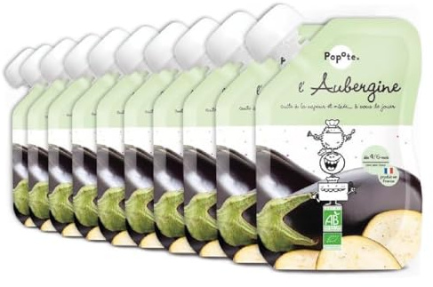 POPOTE Purée Aubergine Bio Bébé dès 4/6 Mois texture lisse 10 x 120g