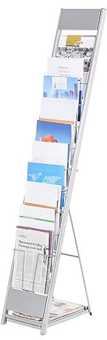 PATIKIL Detachable Magazine Display Racks Floor Standing 10 Layers Brochure Stand Catalog Literature Holder for Hotel, Exhibition, Office