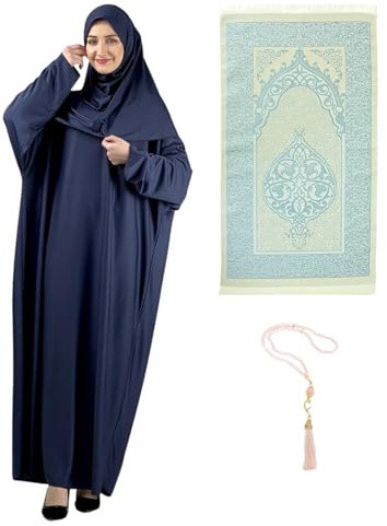 Prien Frauen Gebetskleidung Mit Hijab Gebetsperlen Gebetsteppich, Damen Muslim Kleidung, Islam Abaya Set, Ferace Tesettür Giyim, Islamische Langarm Kleid, Kopftuch, Gebetskleid Für Ramadan