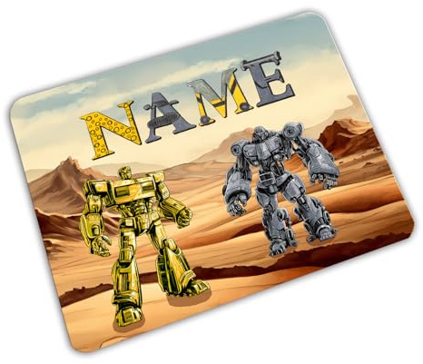 Vesperbrettchen personalisert mit Name, Roboter | Frühstücksbrettchen, Brotzeitbrettchen, Schneidebrettchen, mit Motiv, für Kinder