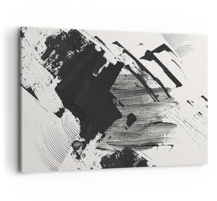 ARTTOR Bilder auf Leinwand 120x80cm Wandbild Abstrakt Schwarz-Weiß - 5958 | Hallo UND Modern Groß XXL Wanddekoration Wohnzimmer Schlafzimmer Küche Wanddeko Wand Kunstdruck Wandkunst Wall Decor ARTTOR