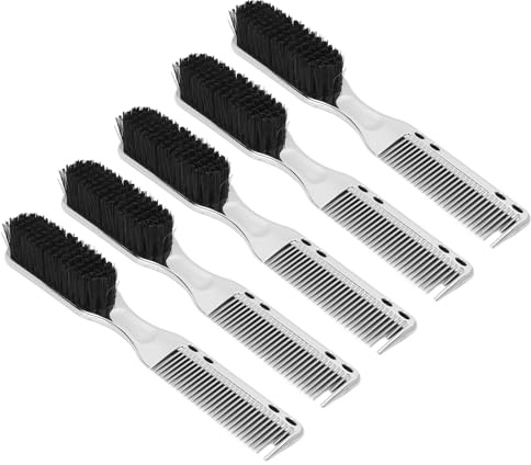 Kammm, 5-teiliger Bartkamm, Silberfarbenes ABS-Nylon, Antistatisches Glätten, Komfortables Friseurkamm-Set für die Schönheit zu Hause Im Salon