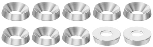 PATIKIL Rondelle de Finition M8 à Tête Fraisée, Lot de 10, Diamètre de 20 Mm, Hauteur de 5 Mm, en Acier Inoxydable 304 Massif, Pour Vis à Tête Fraisée, Pour La Construction Industrielle