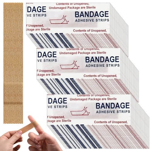 Threlaco 120 Pcs Extra Long Flexible Fabric Bandages, 4.75 x 0.75 Inch Adhesive Strip Non Latex Finger Bandages for Oversized Hands and Feet, Construction Workers Carpenters(Classic Color)