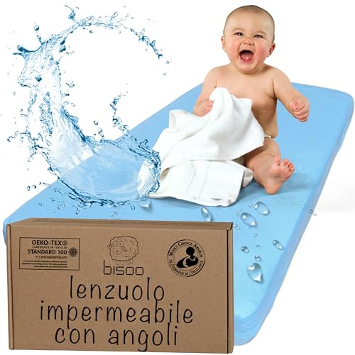 Bisoo Spannbettlaken Beistellbett wasserdichte 50x80 / 50x83 - Spannbettlaken Matratzenschoner 100% Baumwolljersey Öko-Tex - Kompatibel Chicco Next2me Kinderkraft Maxi Cosi - 1 Stück Blau