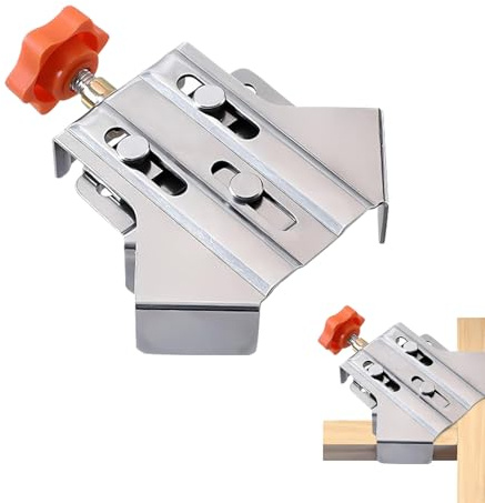 Winkelspanner 90 Grad,Multifunktional Edelstahl Positionierklemme,Einhand Rechtwinklige Winkelklemme Eckspanner mit Verstellbarer Schwingbacke,Eckenspanner für Holz,Metall und Glas (B)