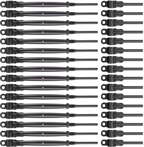 WAYSKA 16 Paar schwarzes Edelstahl-Kabelgeländer-Set, passend für 0,3 cm Drahtseil