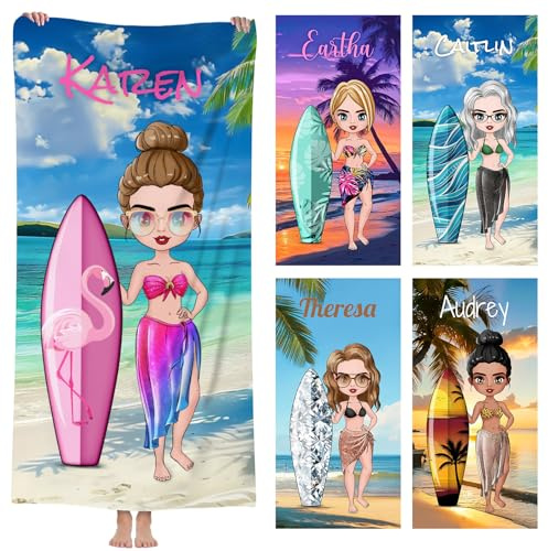 NIBESSER Personalisiertes Strandtuch für die Beste Freundin Individuelles Reisebadetuch Badetuch mit Namen 76x152cm super weich schnell trocknendes Namenstuch Sommer Urlaub