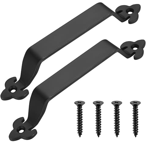 HAOCHEN 2 Pz Maniglia Porta Scorrevole, Maniglie per Porte Nere, Retrò Maniglie per Mobili da Cucina, Maniglia per Porta Esterna e Interna, Maniglie per Armadio, Giardino, Garage, Capannone, 21,5 cm