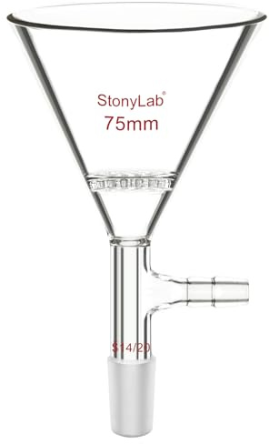 stonylab Embudo de Filtración Triangular de Vidrio Borosilicato, Filtración por Vacío, Filtrado Eficiente, Conexión 14/20, Diámetro de 75 mm, Ideal para Procesos de Filtración en Laboratorio