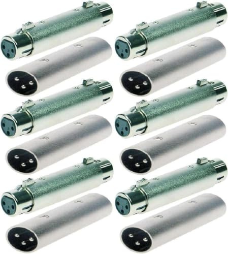 Adam Hall 6 Sets Connectors Ganzmetall Adapter Verbinder Konverter - XLR 3 pol Female Kupplung auf XLR 3 pol Female Kupplung Buchse + XLR Stecker auf XLR Stecker