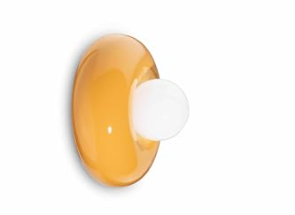 Licht-Erlebnisse Wandleuchte Keramik Glas Ø 25 cm rund Gelb Weiß Retro für G9 kleine Wandlampe innen Wohnzimmer Flur Dekoleuchte Wand
