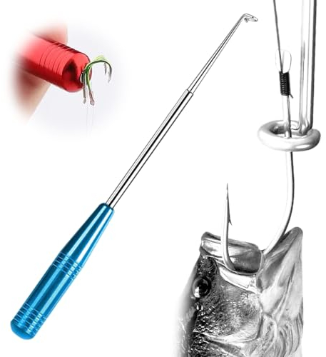 Hakenlöser Angeln, 2024 Neuankömmling Angelhaken Schnellentferner, Edelstahl Hakenlöser Angeln Handlich und Praktisch, Tragbarer Hackenlöser Fischen fur Kleine und Große Angelhaken (Blau)