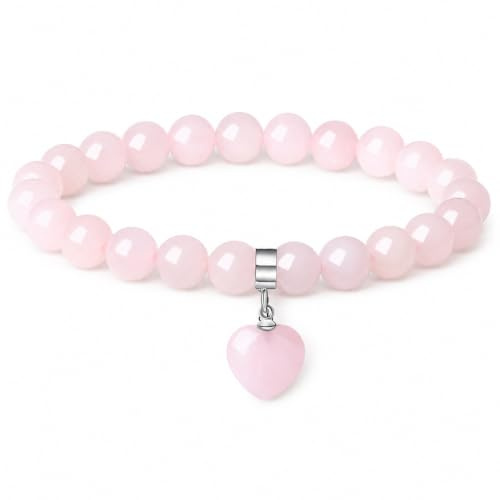 XIANNVXI Herz Armband Damen Stein Kristall Armband Perlen Armband 8mm Perlenarmband Freundin Armband Schmuck Geburtstagsgeschenk Weihnachtsgeschenke für Frauen