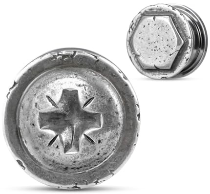 COOEAR Dilatadores de Oreja de Acero Inoxidable Plugs de Carne y Túneles Expansor de Perforación, Estiradores a Juego de Sol y Luna., 16 mm, Acero inoxidable, Arenisca
