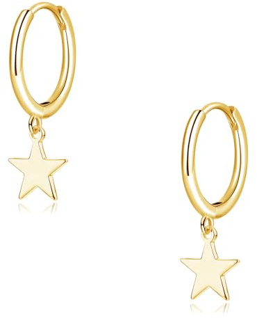 Glintara Creolen Silber 925 Ohrringe Hängend, 925 Silber Ohrringe Creolen | Hypoallergene, Herz Stern Anhänger, Cubic Zirkonia, Schlafen, Klein, Ohrschmuck, Geburtstags, Geschenk, für Damen Mädchen