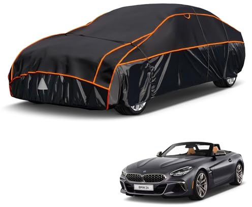 kayme Hagelschutzplane Auto Autoabdeckung Wasserdicht Atmungsaktiv，Hagelschutz Vollgarage Passend für BMW Z4（2002-2024, Hagelschutzgarage Abdeckplane für Hagel Sonne Regen Schutz, Schwarz