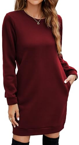 YUTILA Sweatkleid Damen Pulloverkleid Langarm Lange Herbst Winter Freizeitkleid