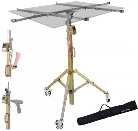 Oracra Plattenheber Trockenbau Gipskartonheber mit Tasche, 132lbs Gipskartonheber mit Teleskoparm, Hebebühne für Die Handhabung Von Platten für Heimwerkerarbeiten(3.5 m(11.5ft))