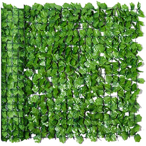 Outsunny 3 X 1m Artificial Plant Wall Panels, Artificial Wall Foliage with Ivy Leaves, Privacy Screen Greenery Grass Wall for Garden Balcony