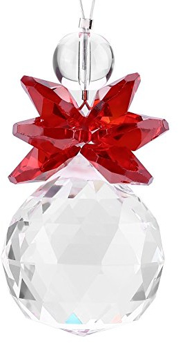 Culnflun K9 Crystal Suncatcher Hanging Pendant Prisms Pendant Wedding Ornament Xmas Decor Green Red Blue Yellow 10cm (Red)