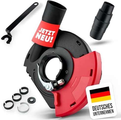 ChilliCut Absaughaube 125mm für Winkelschleifer | Staubabsaugung beim Betonschleifen mit Diamant Schleiftopf | Schleifhaube mit Bürstenkranz für Bodenschleifer & Sanierungsfräse